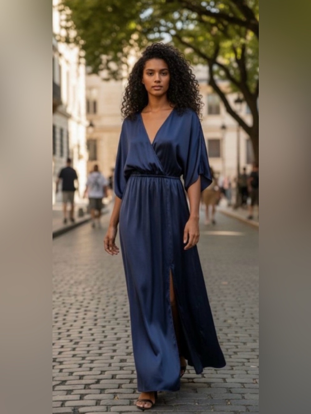 Aakaa Midnight Blue Wrap Maxi Dress